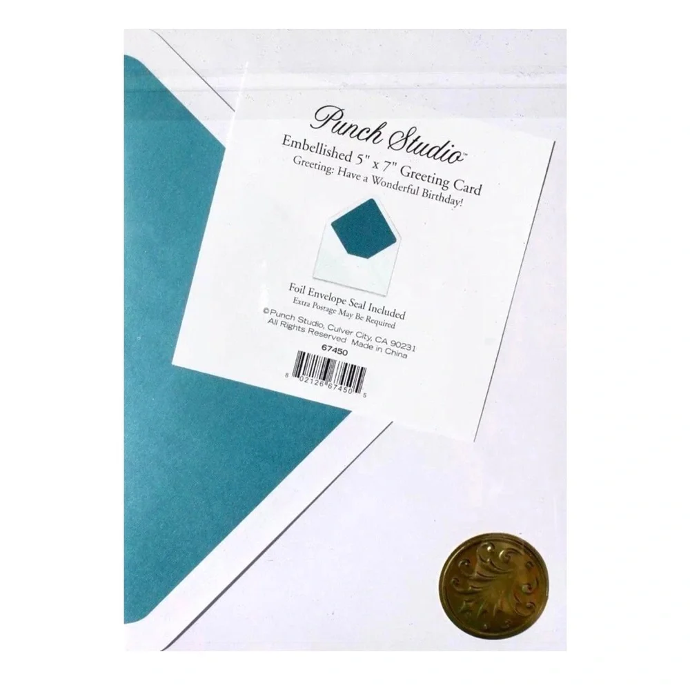 Punch Studio Single (1) 3D Glitter Birthday Card +Env+Seal ~ Crown Bird (67450)